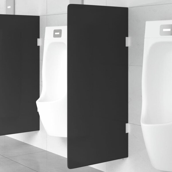 vidaXL Urinal-Trennwand Wandmontage Schwarz 90x40 cm Hartglas