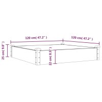 vidaXL Hochbeet mit Einsatz Grau 120x120x25 cm Massivholz Tanne