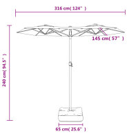 vidaXL Doppelsonnenschirm mit LEDs Anthrazit 316x240 cm