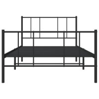 vidaXL Bettgestell mit Kopf- und Fu&szlig;teil Metall Schwarz 75x190 cm