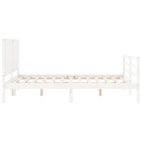 vidaXL Massivholzbett mit Kopfteil Wei&szlig; 5FT King Size