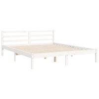 vidaXL Massivholzbett mit Kopfteil Wei&szlig; 5FT King Size