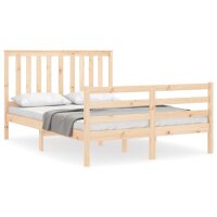 vidaXL Massivholzbett mit Kopfteil 4FT6 Double