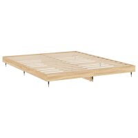 vidaXL Bettgestell Sonoma-Eiche 150x200 cm Holzwerkstoff