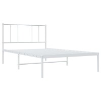 vidaXL Bettgestell mit Kopfteil Metall Wei&szlig; 75x190 cm