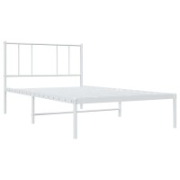 vidaXL Bettgestell mit Kopfteil Metall Wei&szlig; 107x203 cm