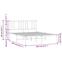 vidaXL Bettgestell mit Kopfteil Metall Wei&szlig; 150x200 cm