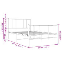 vidaXL Bettgestell mit Kopf- und Fu&szlig;teil Metall Wei&szlig; 80x200 cm