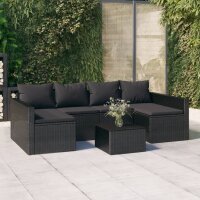 vidaXL 2-tlg. Garten-Lounge-Set mit Kissen Schwarz Poly...