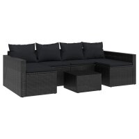 vidaXL 2-tlg. Garten-Lounge-Set mit Kissen Schwarz Poly...