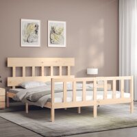 vidaXL Massivholzbett mit Kopfteil 5FT King Size