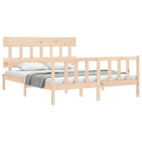 vidaXL Massivholzbett mit Kopfteil 5FT King Size