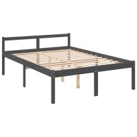 vidaXL Massivholzbett mit Kopfteil Grau 4FT6 Double