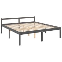 vidaXL Massivholzbett mit Kopfteil Grau 200x200 cm