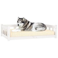 vidaXL Hundebett Wei&szlig; 105,5x75,5x28 cm Massivholz Kiefer