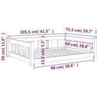 vidaXL Hundebett Wei&szlig; 105,5x75,5x28 cm Massivholz Kiefer