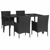 vidaXL 5-tlg. Garten-Essgruppe mit Kissen Schwarz Poly Rattan