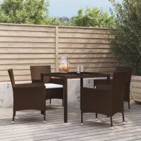 vidaXL 5-tlg. Garten-Essgruppe mit Kissen Braun Poly Rattan