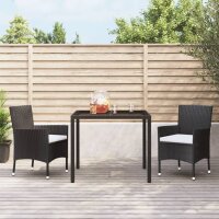 vidaXL 3-tlg. Garten-Essgruppe mit Kissen Schwarz Poly Rattan