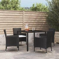 vidaXL 5-tlg. Garten-Essgruppe mit Kissen Schwarz Poly Rattan