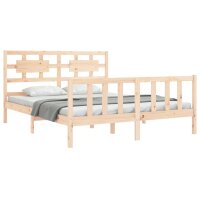 vidaXL Massivholzbett mit Kopfteil 5FT King Size