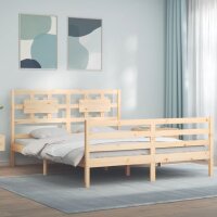 vidaXL Massivholzbett mit Kopfteil 5FT King Size