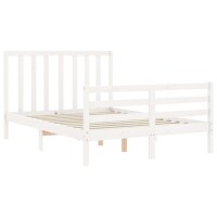 vidaXL Massivholzbett mit Kopfteil Wei&szlig; 4FT Small Double