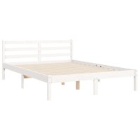 vidaXL Massivholzbett mit Kopfteil Wei&szlig; 4FT Small Double