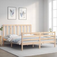 vidaXL Massivholzbett mit Kopfteil 5FT King Size