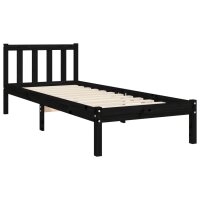 vidaXL Bettgestell mit Kopfteil Schwarz 90x190 cm Massivholz