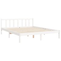 vidaXL Massivholzbett mit Kopfteil Wei&szlig; 5FT King Size