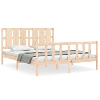 vidaXL Massivholzbett mit Kopfteil 5FT King Size