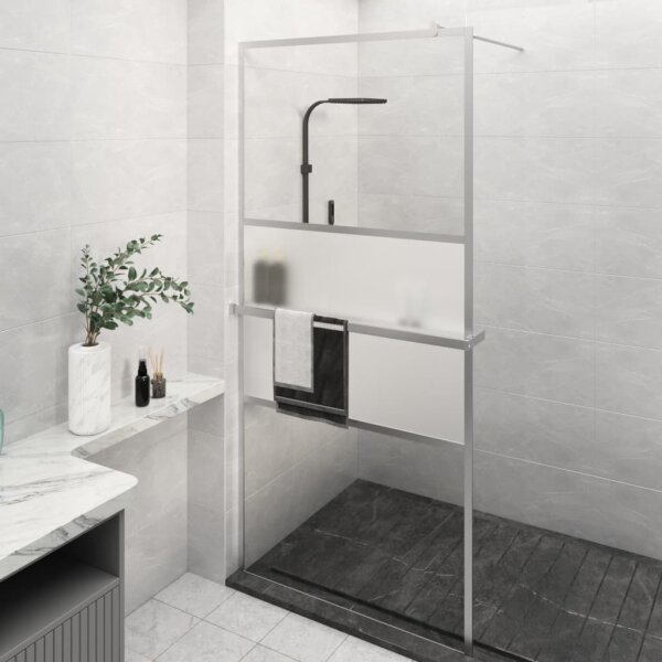 vidaXL Duschwand mit Ablage f&uuml;r Walk-In-Dusche Chrom 80x195 cm ESG