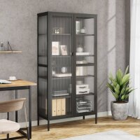 vidaXL Highboard Schwarz 85x40x180 cm Glas und Stahl