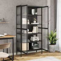 vidaXL Highboard Schwarz 85x40x180 cm Glas und Stahl