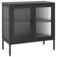 vidaXL Sideboard Schwarz 70x35x70 cm Glas und Stahl