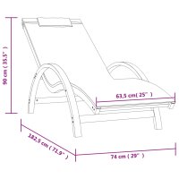 vidaXL Sonnenliege mit Kissen Grau Textilene und Massivholz Pappel