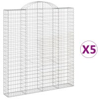 vidaXL Gabionen mit Hochbogen 5 Stk. 200x30x220/240cm Verzinktes Eisen