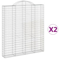 vidaXL Gabionen mit Hochbogen 2 Stk. 200x30x220/240cm Verzinktes Eisen