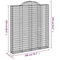 vidaXL Gabionen mit Hochbogen 2 Stk. 200x30x220/240cm Verzinktes Eisen