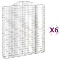 vidaXL Gabionen mit Hochbogen 6 Stk. 200x30x220/240cm Verzinktes Eisen