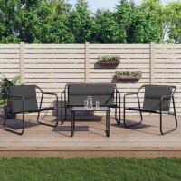 vidaXL 4-tlg. Garten-Lounge-Set mit Kissen Anthrazit Stahl