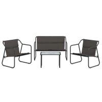 vidaXL 4-tlg. Garten-Lounge-Set mit Kissen Anthrazit Stahl