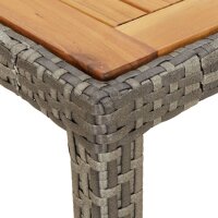 vidaXL 3-tlg. Garten-Essgruppe mit Kissen Grau Poly Rattan