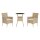 vidaXL 3-tlg. Garten-Bistro-Set mit Kissen Beige Poly Rattan