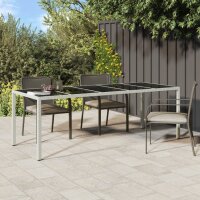 vidaXL Gartentisch Wei&szlig; 250x100x75 cm Poly Rattan und Hartglas