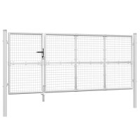 vidaXL Mesh-Gartentor Silbern 350x175 cm Verzinkter Stahl