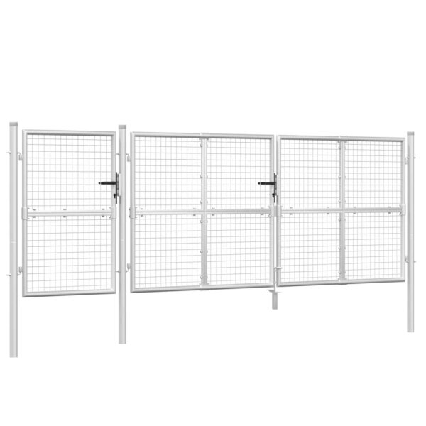 vidaXL Mesh-Gartentor Silbern 400x175 cm Verzinkter Stahl