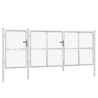 vidaXL Mesh-Gartentor Silbern 400x175 cm Verzinkter Stahl