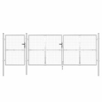 vidaXL Mesh-Gartentor Silbern 400x175 cm Verzinkter Stahl